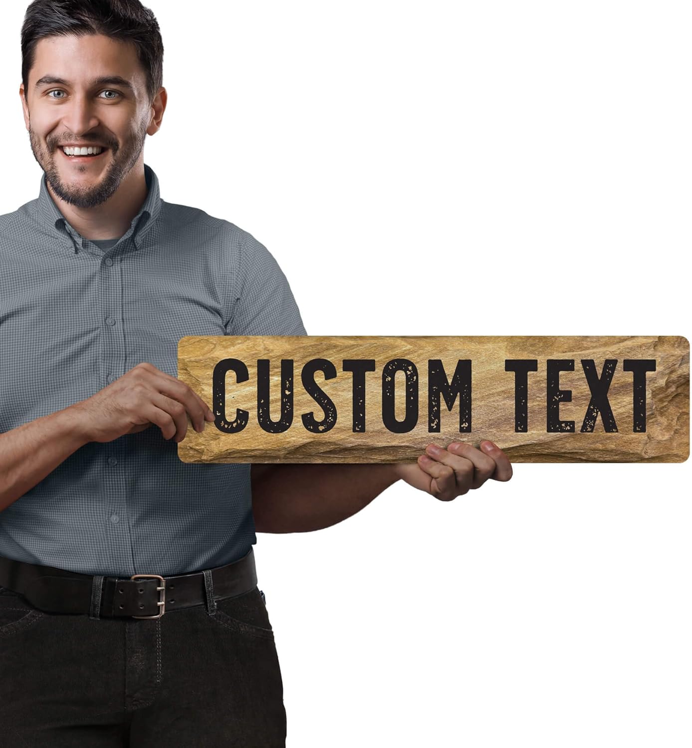 Custom Sign, Custom Street Sign, 11 Font Colors, 13 Font Styles, 4 Hole Options, 22 Sizes, 6x24 Inches, Rust Free DiBound, Fade Resistant, Made in USA by My Sign Center (Stone)