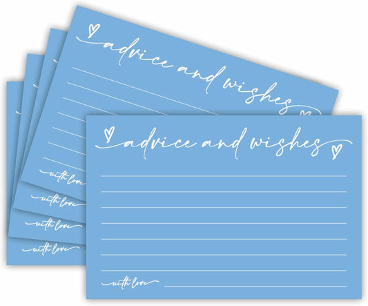 30 Advice & Wishes Cards - Sky Blue - Double Sided Fill-In Advice Cards For Bridal, Wedding, Graduate Party, Mr & Mrs, Retirement, Baby Shower, Party Favor & Supplies - B04
