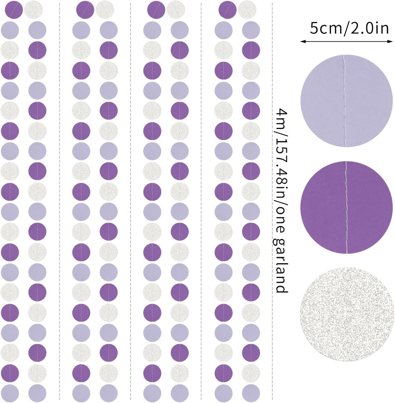 Purple Silver Birthday Party-Decorations Streamers - 52FT Graduation Hanging Paper Garland Banner,Baby Bridal Shower Engagement Wedding Anniversary Bachelorette Mothers Day Backdrop Decor Hugtmr