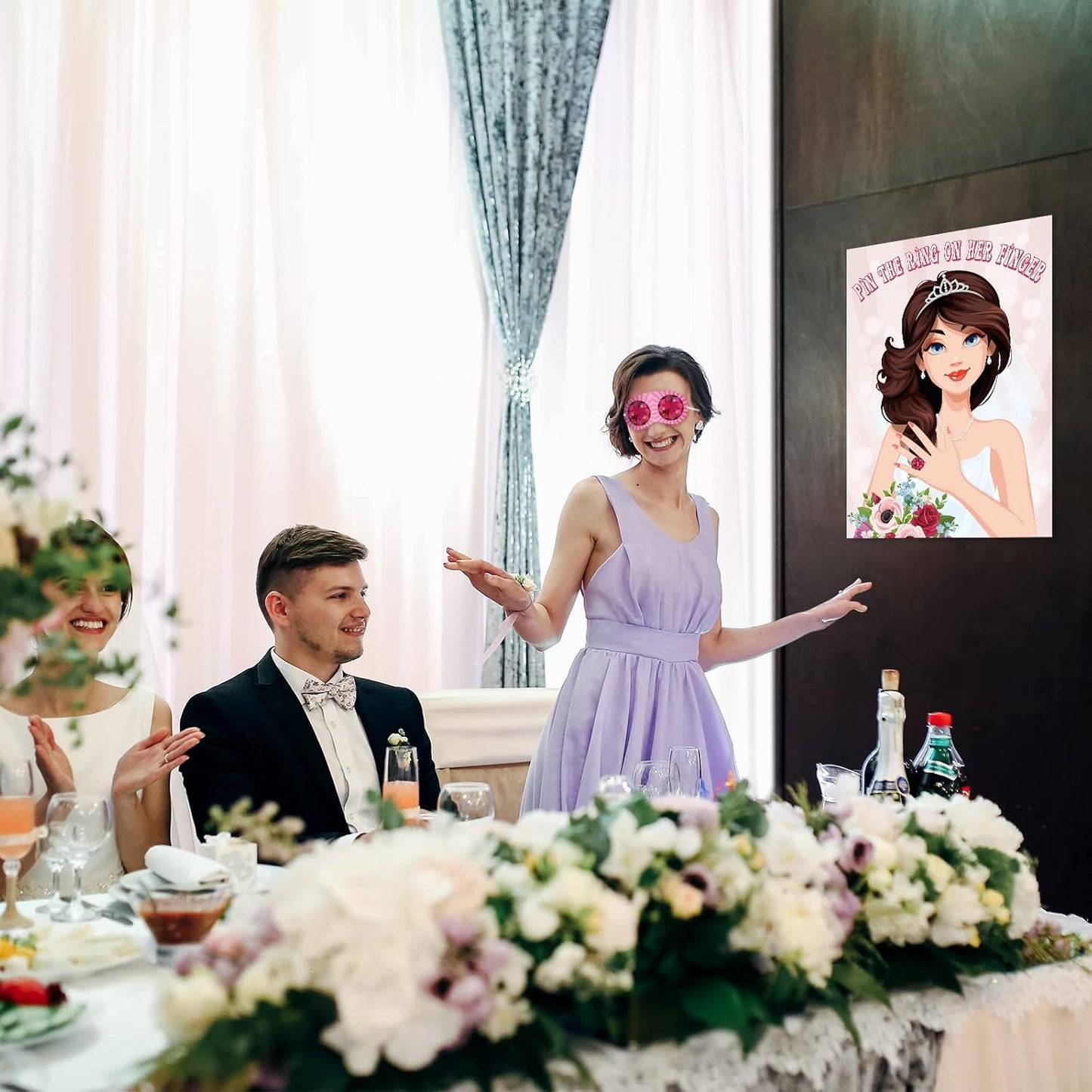 ASTARON Pin The Ring On The Bride, Bridal Shower Hen Party Bachelorette Party Girls Game Bride To Be Pin Game Party Supplies