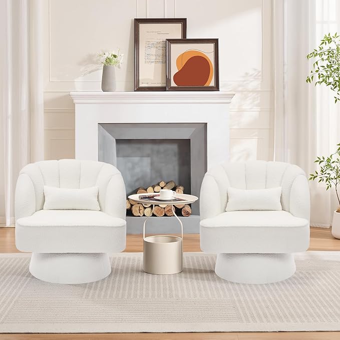 Garvee Ultra-Plush Swivel Accent Chair, 360° Barrel Lounge Chair - Image 6