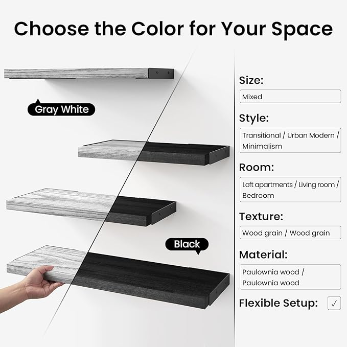 BAYKA Wall Shelves for Bedroom Decor, Floating Shelves for Living Room Kitchen - Image 5