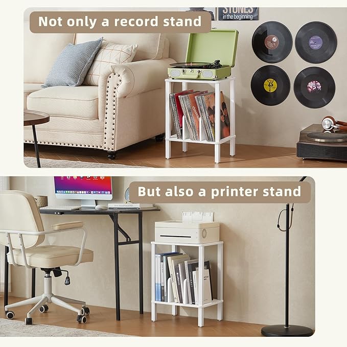 LELELINKY 2-Tier Bamboo Record Player Stand Set of 2 - Image 8