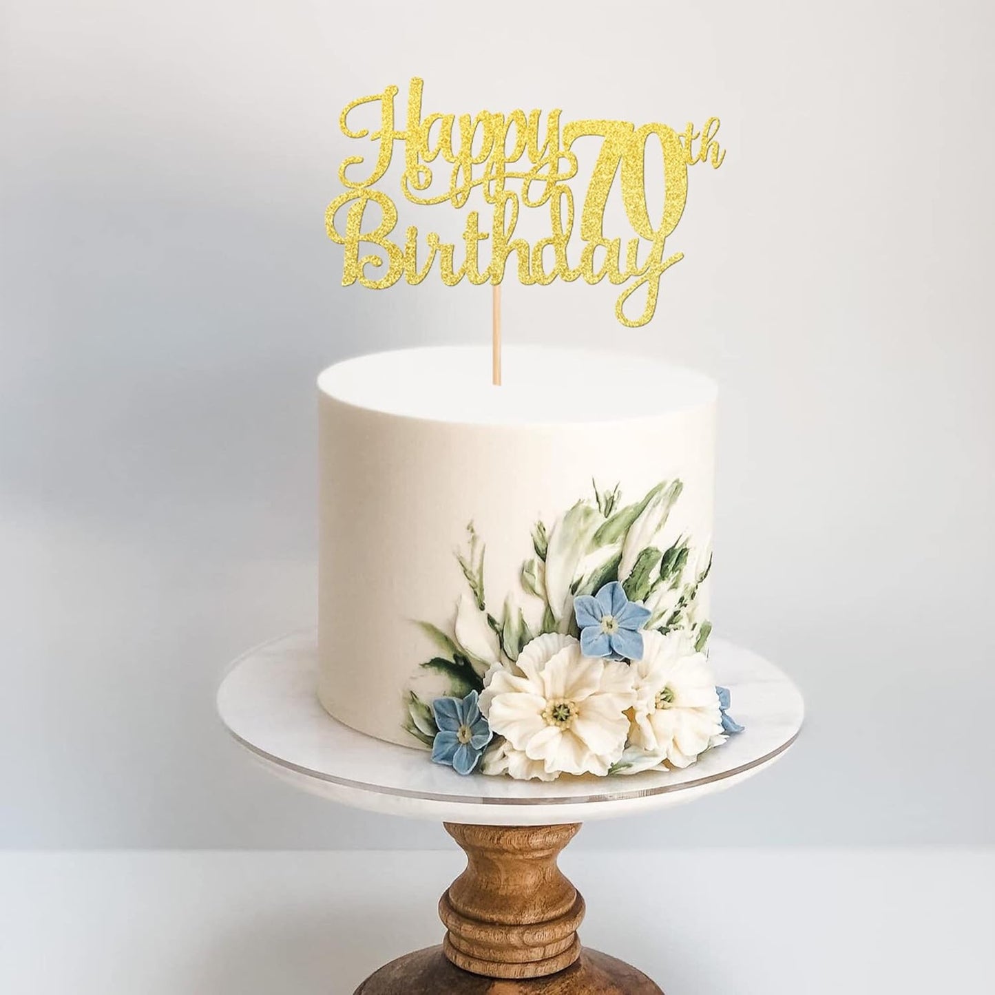 1 PCS Happy 70th Birthday Cake Topper Gold Glitter Cheers to 70 Years Birthday Cake Pick Seventy 70 Fabulous Cake Decoration for Happy 70th Birthday Anniversary Party Decorations Supplies