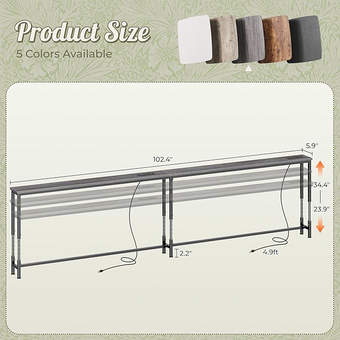 Huuger 102.4 Inch Sofa Table - Image 3