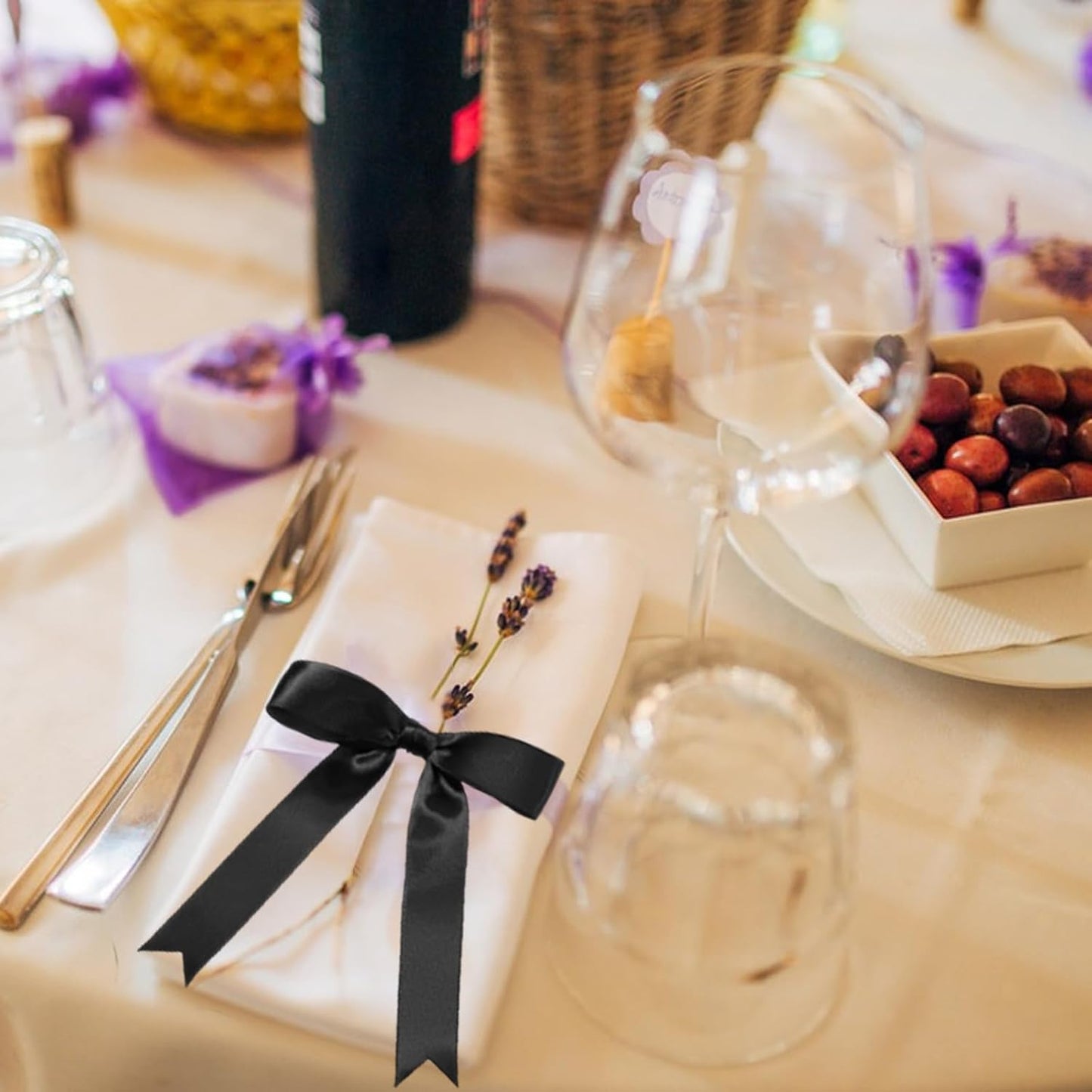 30Pcs Satin Ribbon Black Bows 5x7 Inch Twist Tie Bow for Gift Wrapping Champagne Bottle Cake Treat Bag Craft DIY Gift Christmas Birthday Party Balloons & Garland Home Decor