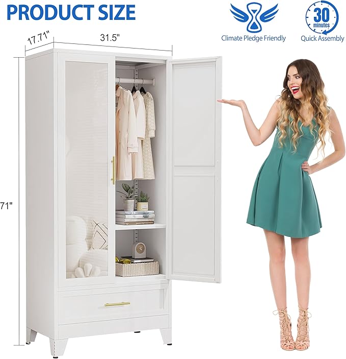 GAIOUS Steel Armoire Wardrobe Closet - Image 2