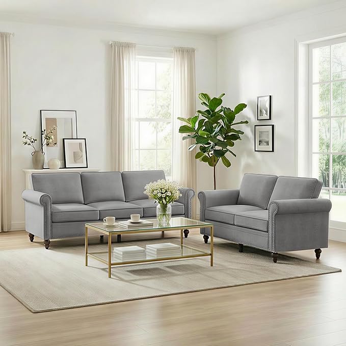 Living Room Sofa Sets 2 Piece, Modern 3 Seater Sofa and Loveseat Couch Sets by RedefiningHomeComfort