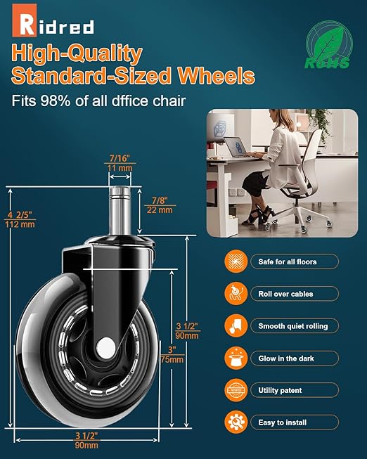 RidRed Office Chair Wheels - Image 2
