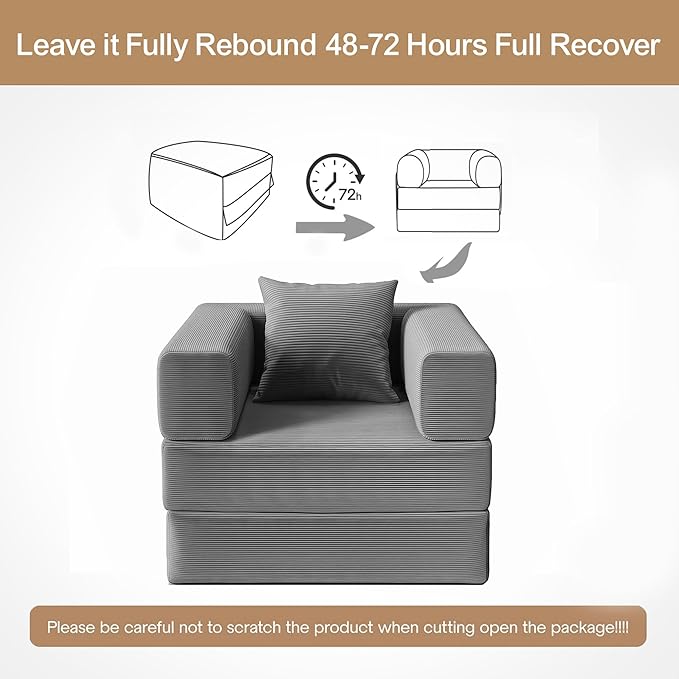 BSHOMGI 2-in-1 Floor Foldable Sofa Couch Convertible Sleeper Chaise Lounge - Image 8