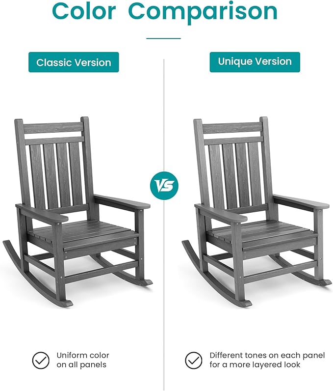 SERWALL Outdoor Rocking Chair Set of 2, HDPE Rocking Chair - Image 9