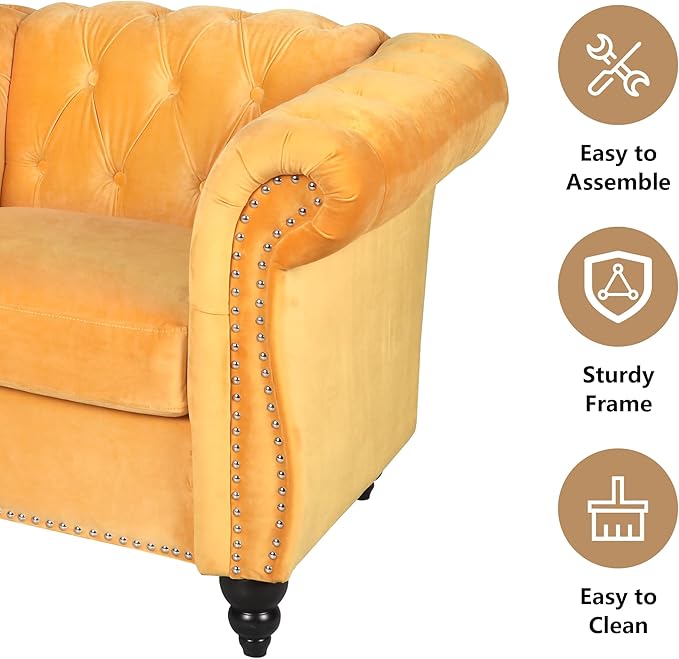 QHITTY 3 Piece Living Room Set, Sectional Chesterfield Sofa Chair Contemporary - Image 5