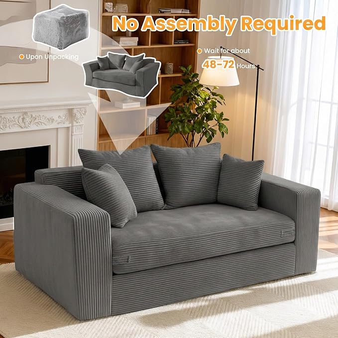 Winzon Boneless Loveseat, 3 in 1 Convertible Sofa Bed Sleeper Sofa Floor Futon - Image 8