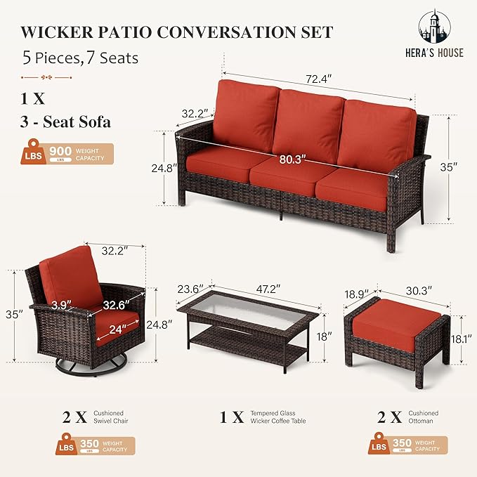 HERA'S HOUSE Red Outdoor Furniture Set - Image 6