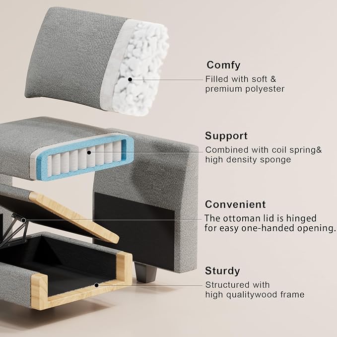 Belffin Fabric Modular Sectional Couch Armrests - Image 6
