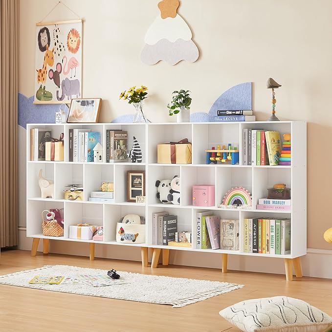LEYAOYAO 10 Cube Bookshelf, 3 Tier Modern Wide Bookcase - Image 3
