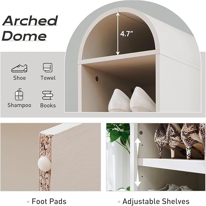 IFGET 67" Tall Arched Bookshelf, 8 Tiers Arch Bookcase - Image 3