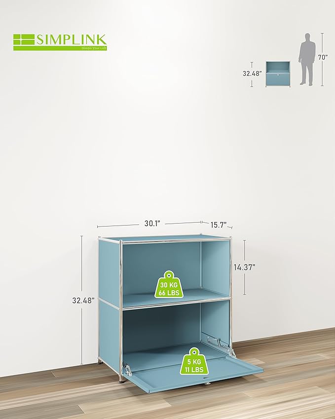 32.5-Inch Flip-Top Side Table & Buffet Cabinet - Image 3