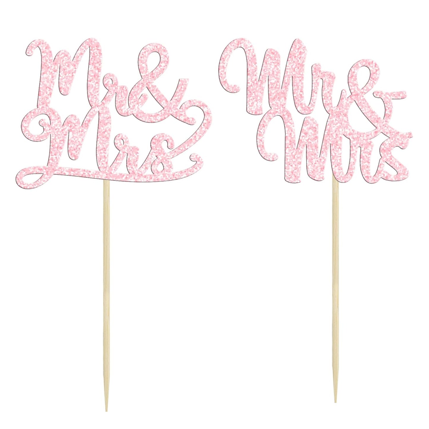 Gyufise 36Pcs Mr & Mrs Cupcake Toppers & Picks Wedding Engagement Cake Decorations for Wedding, Birthday, Anniversary Party Supplies Light Pink