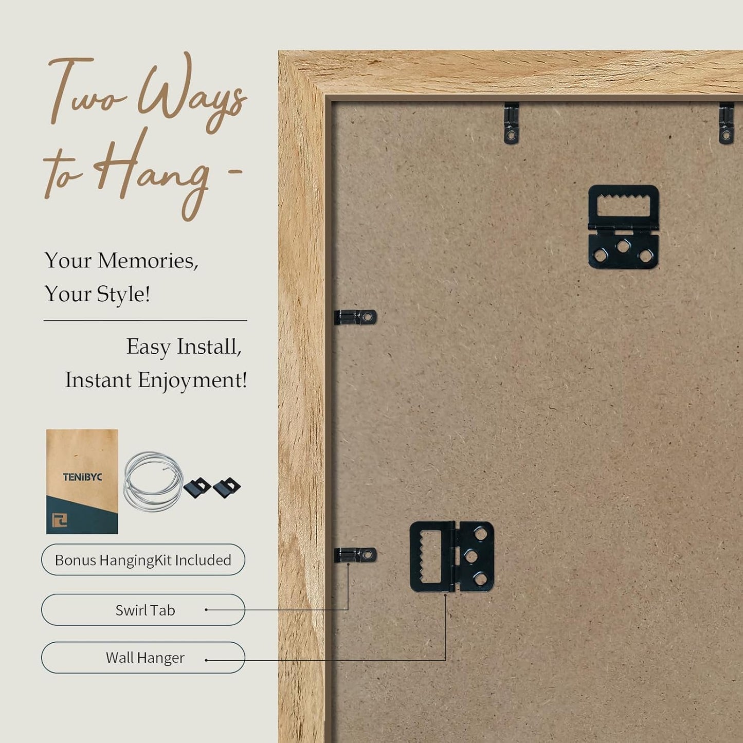 20x28 Picture Frame 4 Pack - Textured Natural Solid Wood Gallery Poster Frame - Wall Hanging