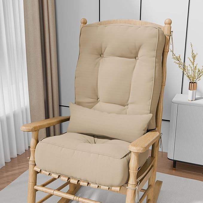 Rocking Chair Cushions with Pillow, Waterproof and Fade-Resistant Thicken by Aofeite
