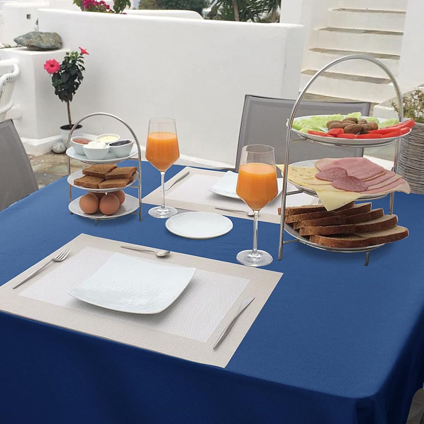 Hiasan Small Tablecloth for Square Tables - Waterproof and Spillproof Washable Fabric Table Cloth for Dining Room Kitchen Party (Royal Blue, 40 x 40 Inch)