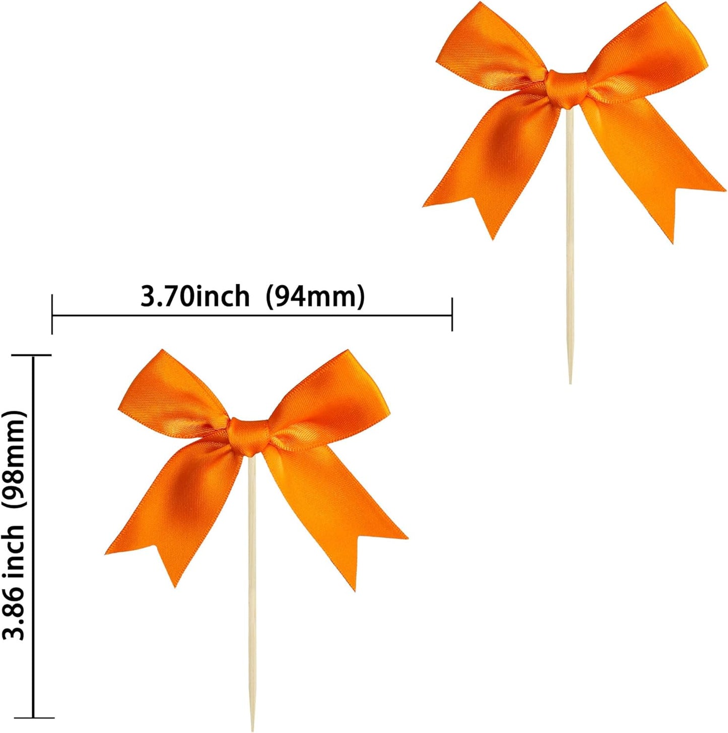 Ephlyn 24Pcs Bow Cupcake Toppers Bow Cake Topper Birthday Decorations Mini Bowknot Cupcake Picks for Coquette Theme Party Decoration Bachelorette Bridal Engagement Wedding Party Supplies Orange
