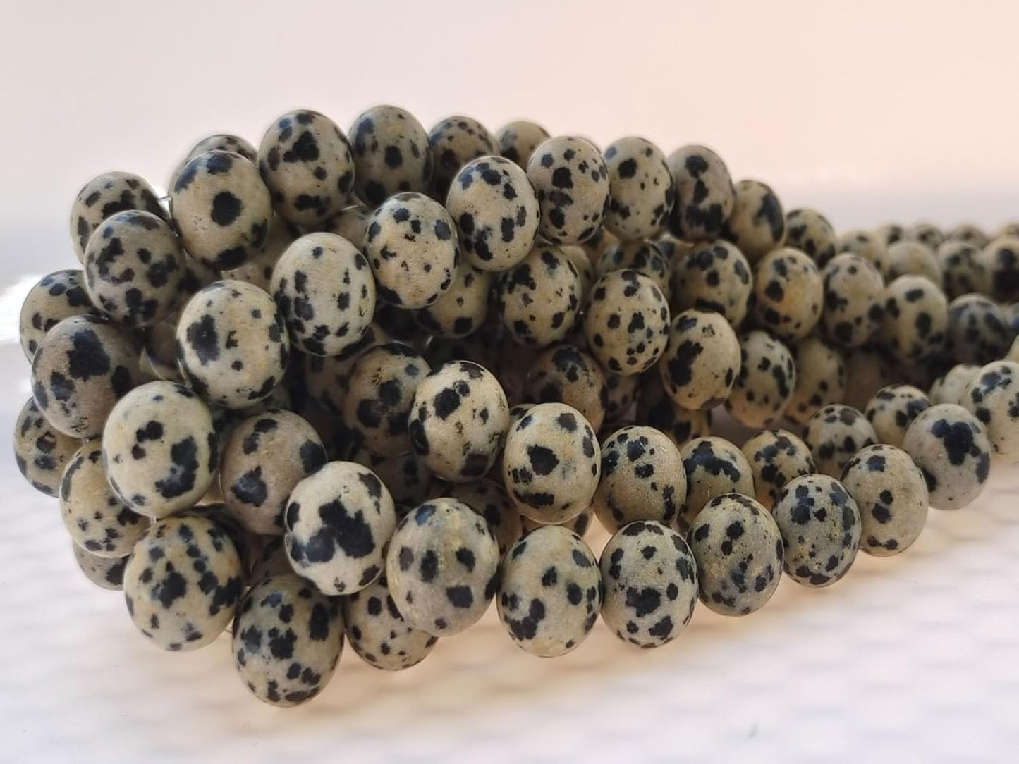 Stone Beads 10mm 60pcs Dalmation Spot Jasper Beads Round Loose Gemstones Beads for Bracelet Necklace Jewelry Making (10mm, 61009 Dalmation Spot Jasper)