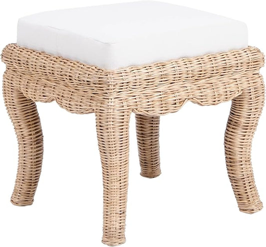 JONATHAN Y Rowan 18.5" Natural Woven Rattan Vanity Stool by JONATHANY