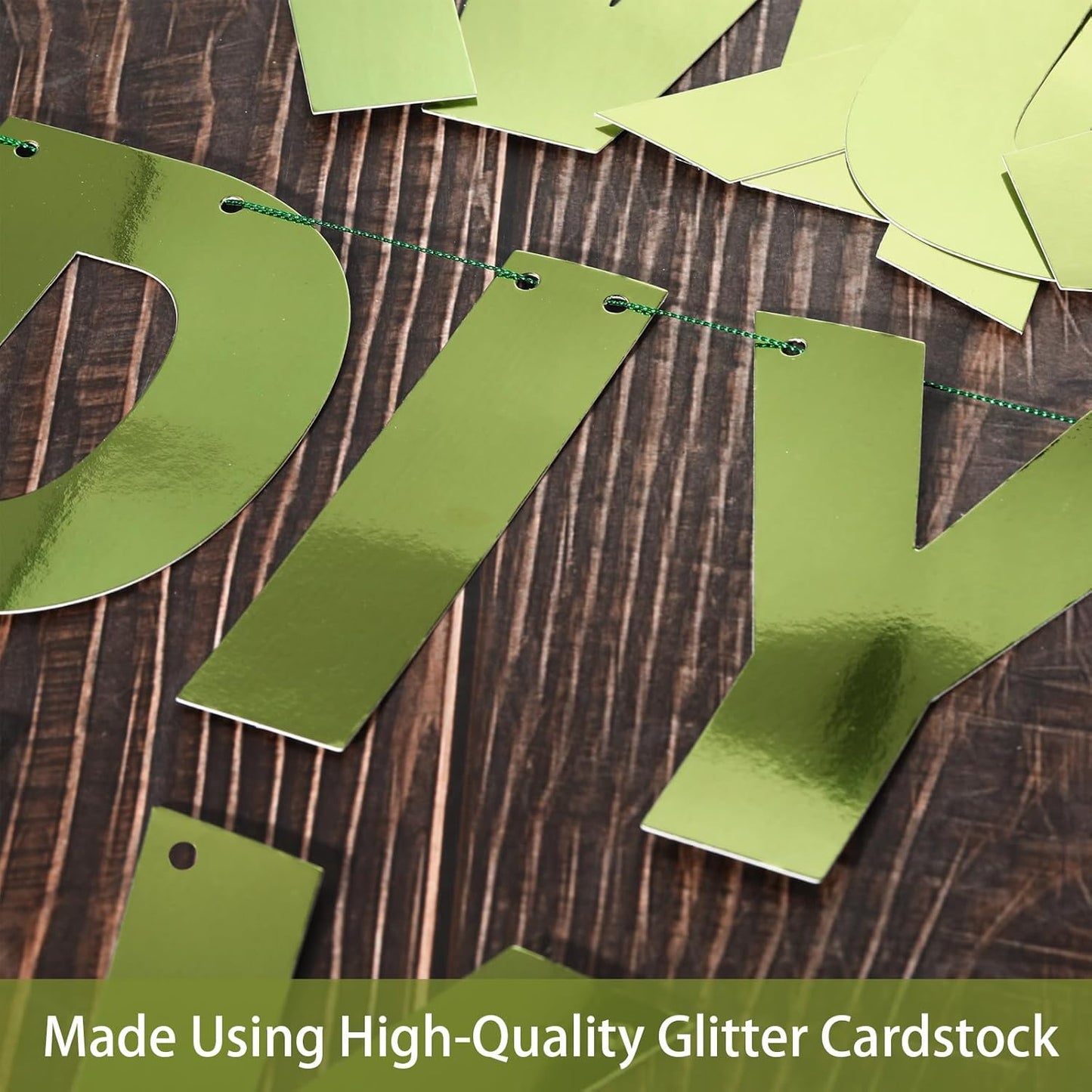 TaoBary 112 Pcs DIY Letter Custom Banner Glitter Customizable Banner Kit Including 107 Letters and Numbers 3 Rope for Valentine Birthday Party(Bright Green)