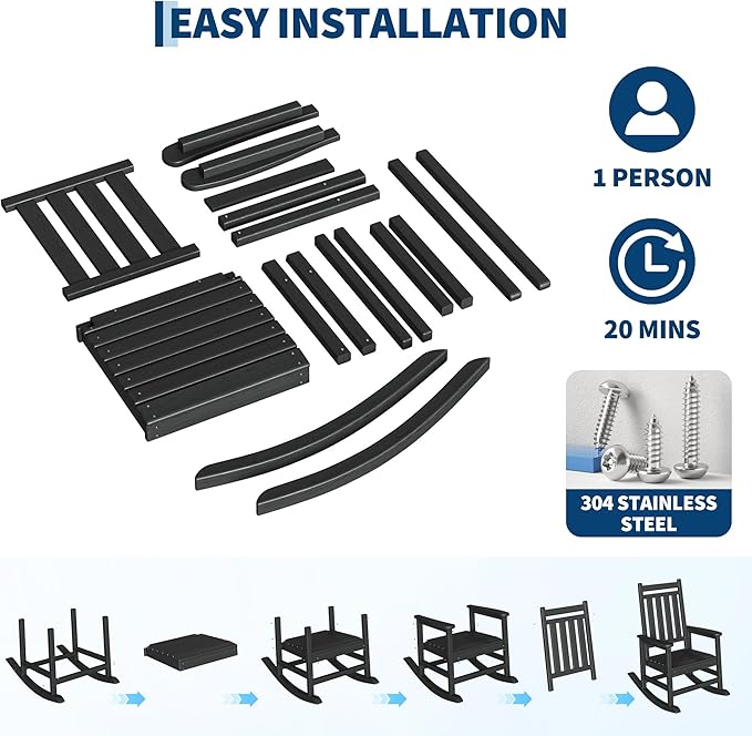 GarveeLife Rocking Chair Outdoor Set of 2 - Image 6