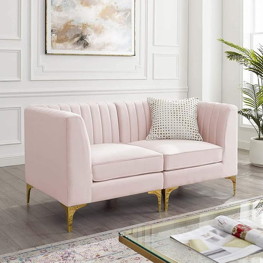 Modway EEI-4346-PNK Triumph Channel Tufted Performance Velvet Loveseat by Modway