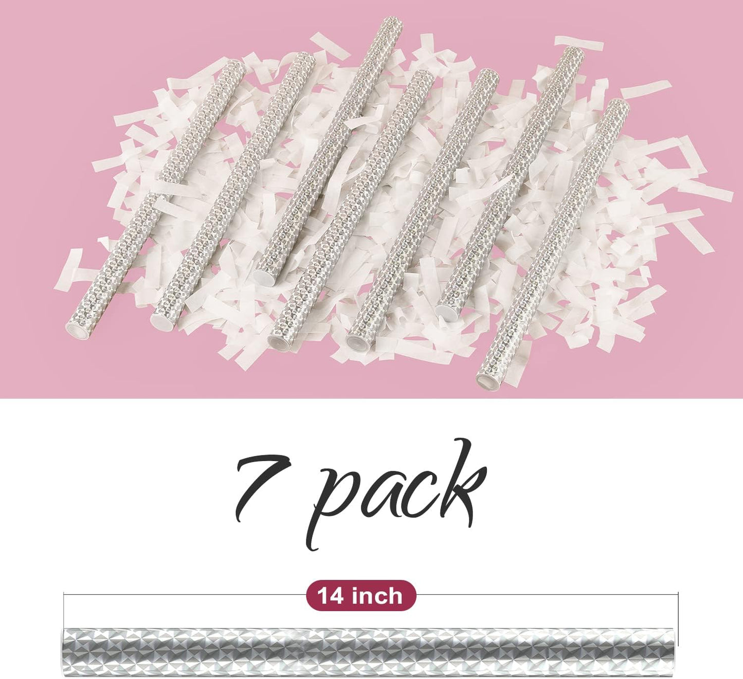 BATTIFE 7Pack White Confetti Wands, Confetti Shoot Poppers, Tissue Paper Flick Flutter Sticks for Wedding, Celebrations, Anniversary, Birthday Party, 14inch