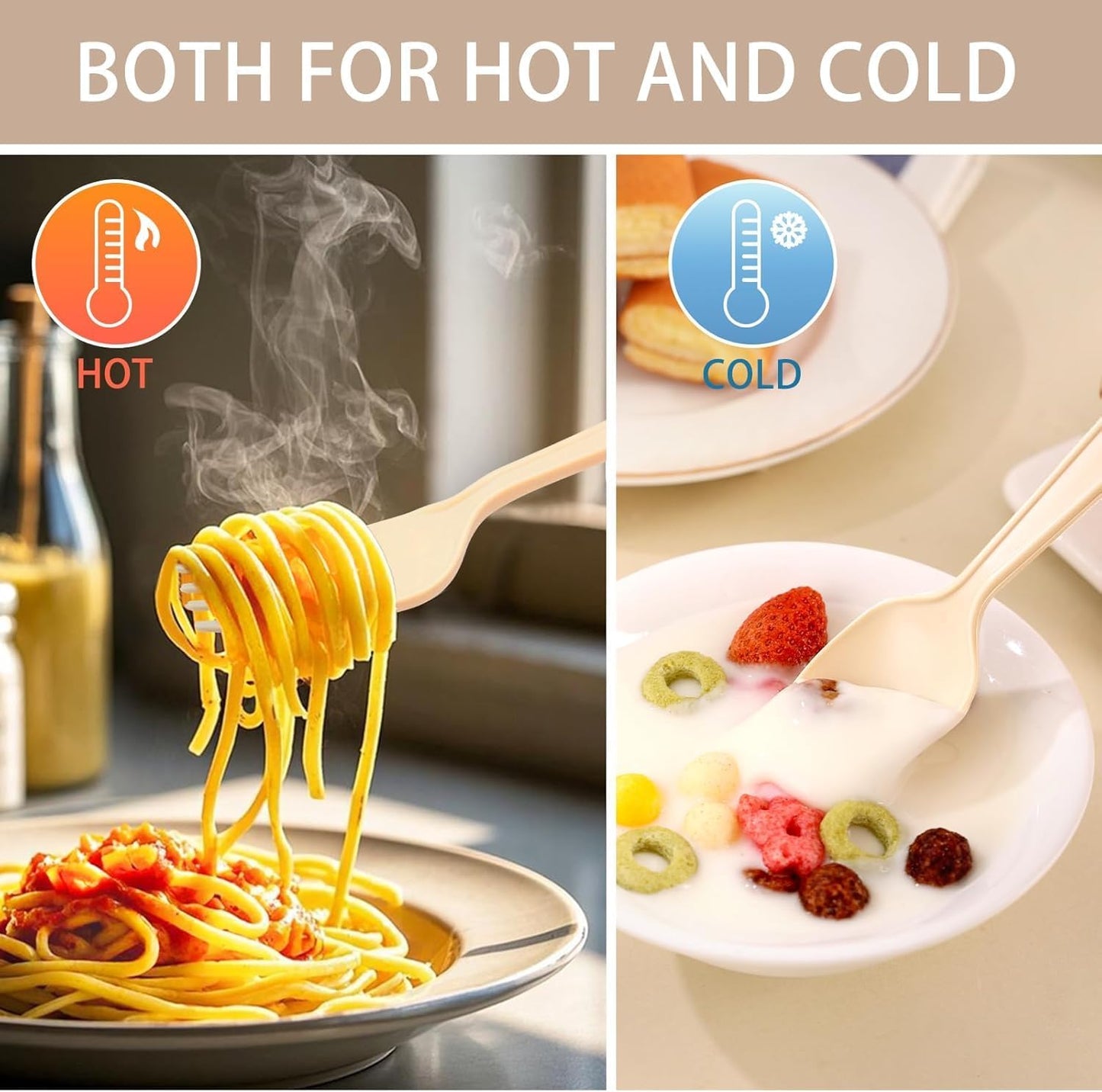 100% Compostable Spoons 125 Count,Disposable Spoons No Plastic Biodegradable Soup Spoons Heavy Duty Silverware, BPA-Free Cutlery Flatware Utensils Ecofriendly,Light Brown