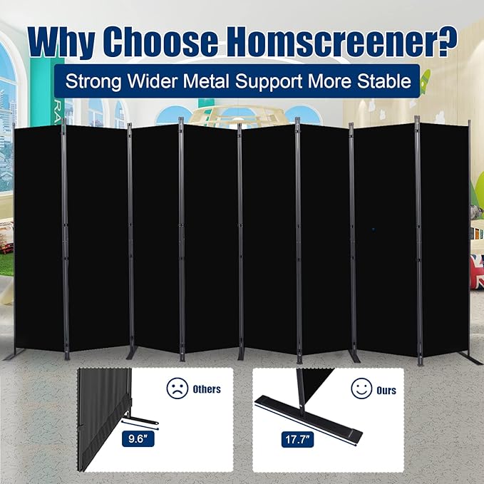 Room Divider 6FT Portable Room Dividers and Folding Privacy Screens, 8 Panel - Image 3
