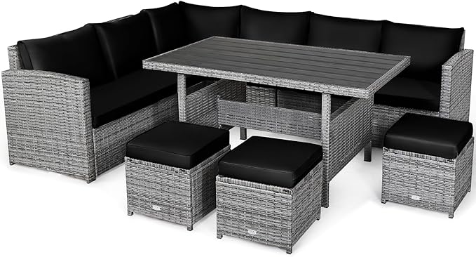 Tangkula 7 Pieces Patio Furniture Set, Outdoor Sectional Rattan Sofa Set - Image 9