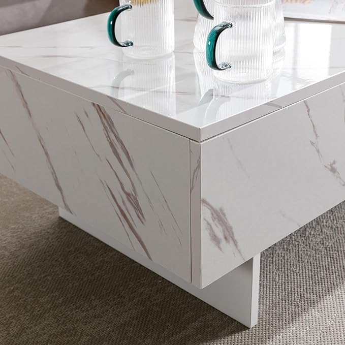 COSVALVE 41" Marble White Cool Coffee Table - Image 6