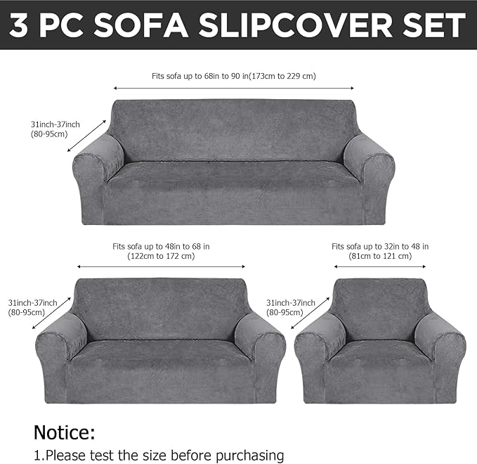 Peryiter 3 Pcs Couch and Loveseat Covers Set Sofa Cover - Image 2