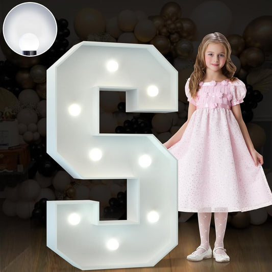 imprsv Marquee Letter S, 3FT Decorative Signage, Cool White LED Light Up Foam Board Letter for Wedding, Birthday Decorations
