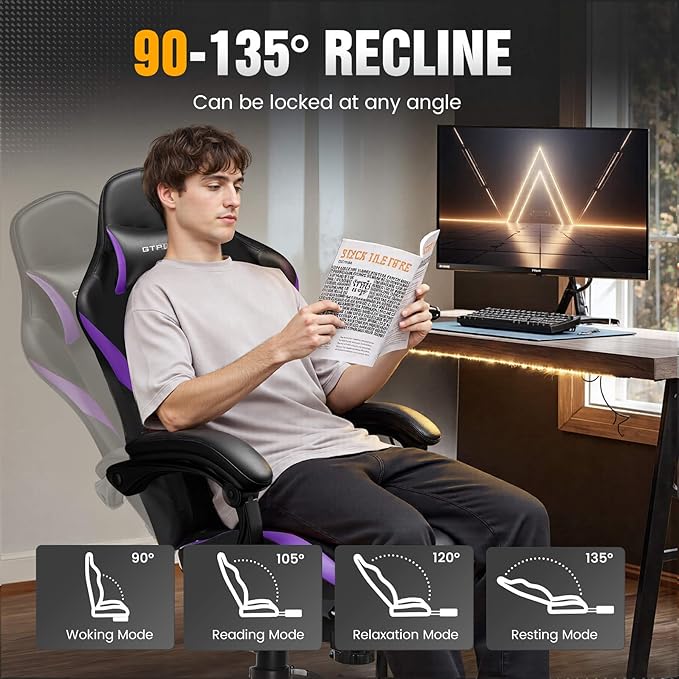 GTPLAYER Gaming Chair with Pocket Spring Cushion, Leather Office Chair with - Image 7
