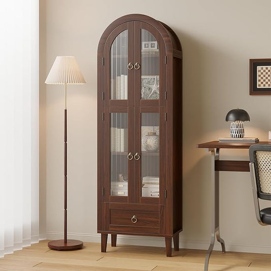 71" Tall Arched Cabinet with Acrylic Door, Modern Curio Arched Bookcase with by WelcometoIABIFO
