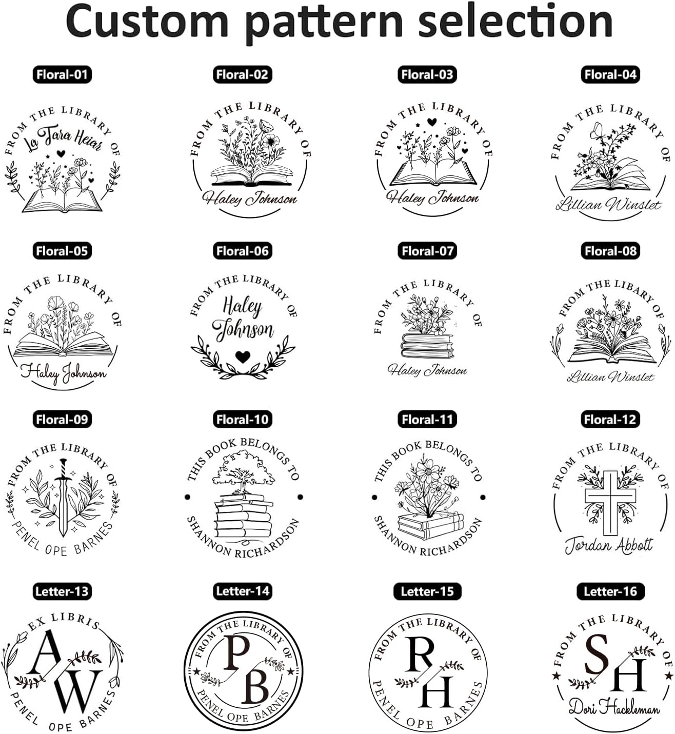 Book Embosser Personalized - Custom Library Embosser Stamp Gifts for Book Lovers, Readers, Teachers (Floral-06)