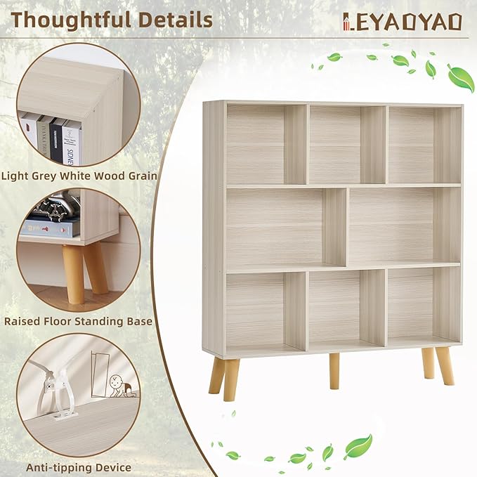 LEYAOYAO 8 Cube Bookshelf, 3 Tier Bookcase - Image 5