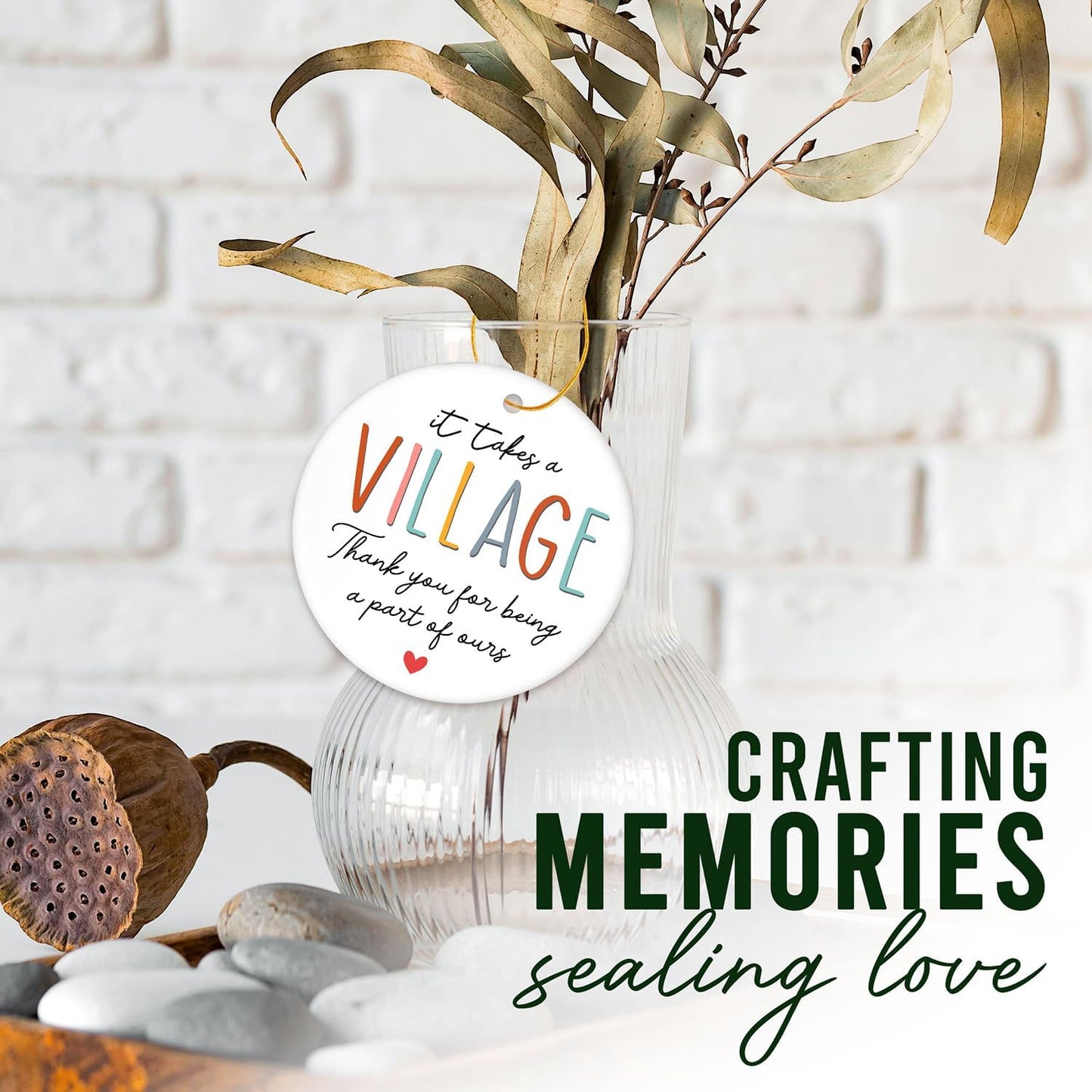 HEXMOZ Thank You Gifts for Women & Men - Teacher Gifts for Women - Appreciation Gift for Teacher, Nurse, Coworker, Employee, Daycare Provider, Nanny, Babysitter – It Takes a Village Christmas Ornament