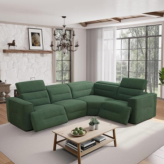 Power Recliner Sectional Sofa, L-Shaped Living Room Furniture Set, Reclining by GEBADOL