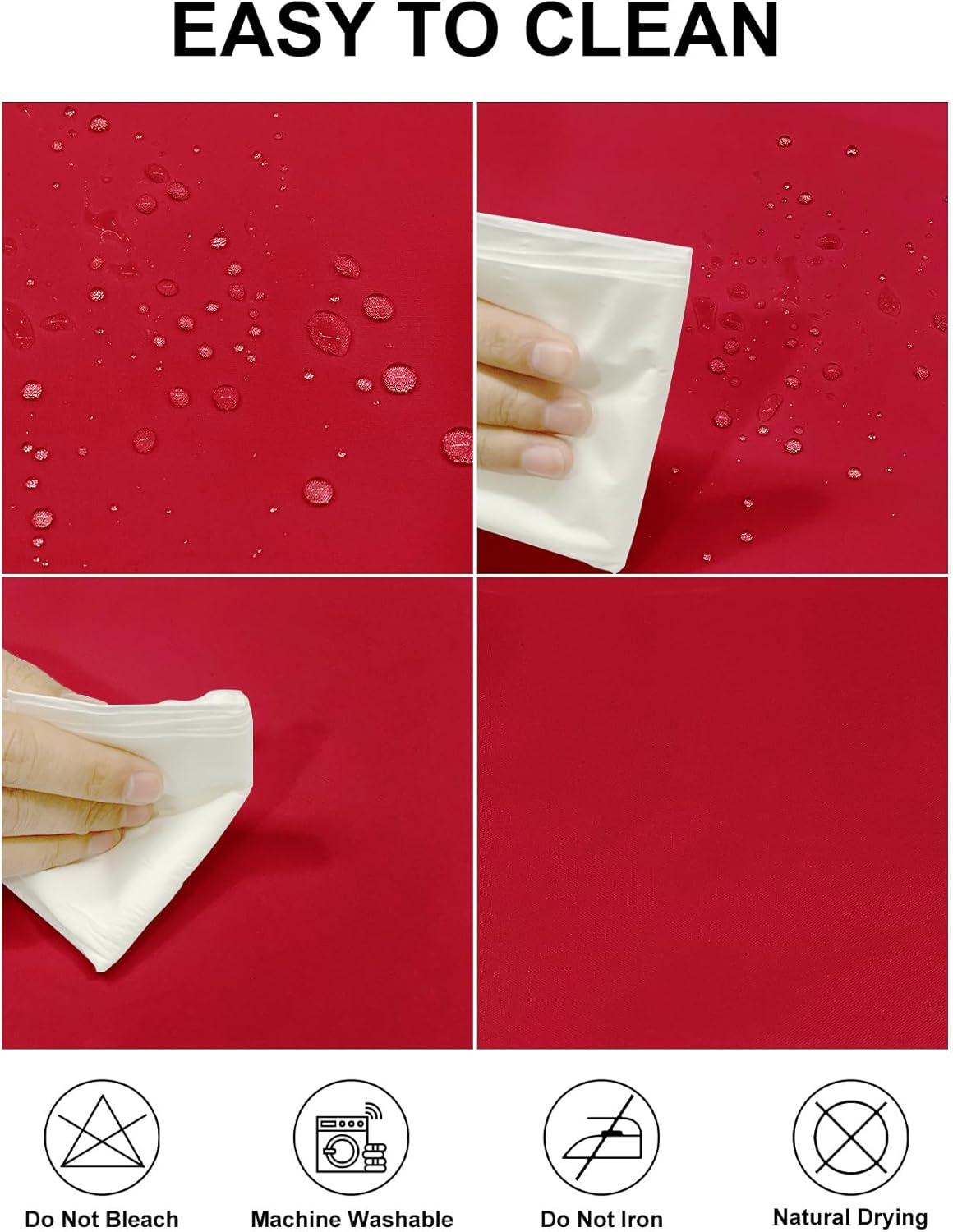 Fokitut 2 Pack Waterproof Round Tablecloth, 120 Inch, Stain Resistant and Wrinkle Polyester Table Cloth, Fabric Table Cover for Kitchen Dining, Wedding, Party, Holiday Dinner-Red