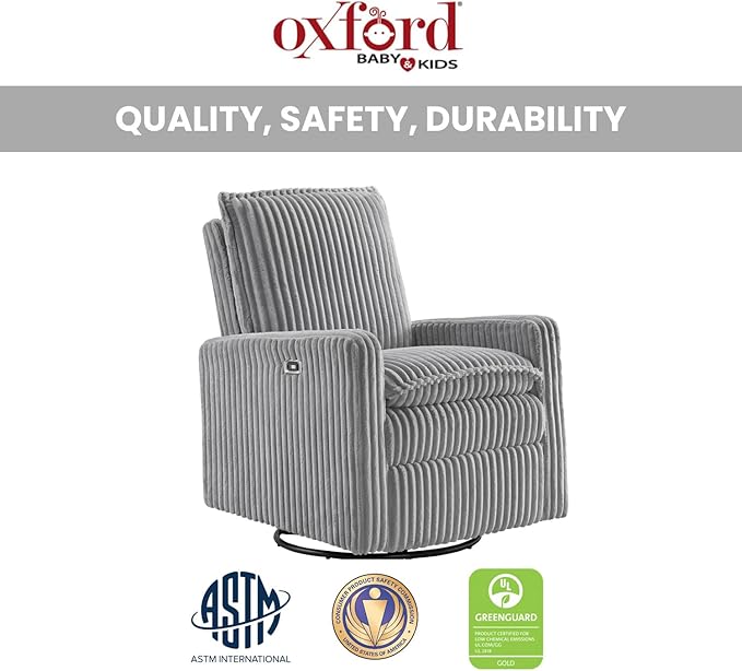 Oxford Baby Uptown Power Recliner/Glider, Ash Gray - Image 4