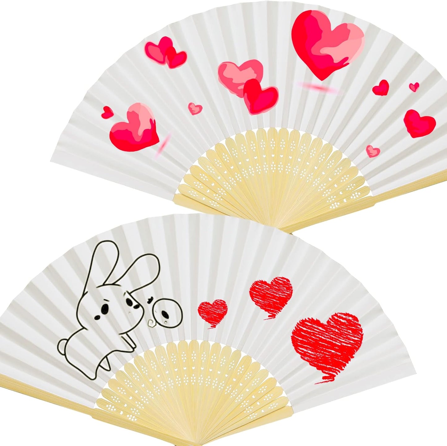 Coucoland 50Pcs Hand Fan Bulk - White Bamboo Folding Handheld Fan Hand fan for Wedding Home Decoration Party Favors Bridal Dancing Party
