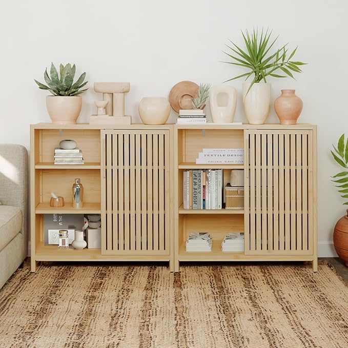 Bamboo Bathroom Cabinet, Side Storage Organizer Cabinet - Image 6