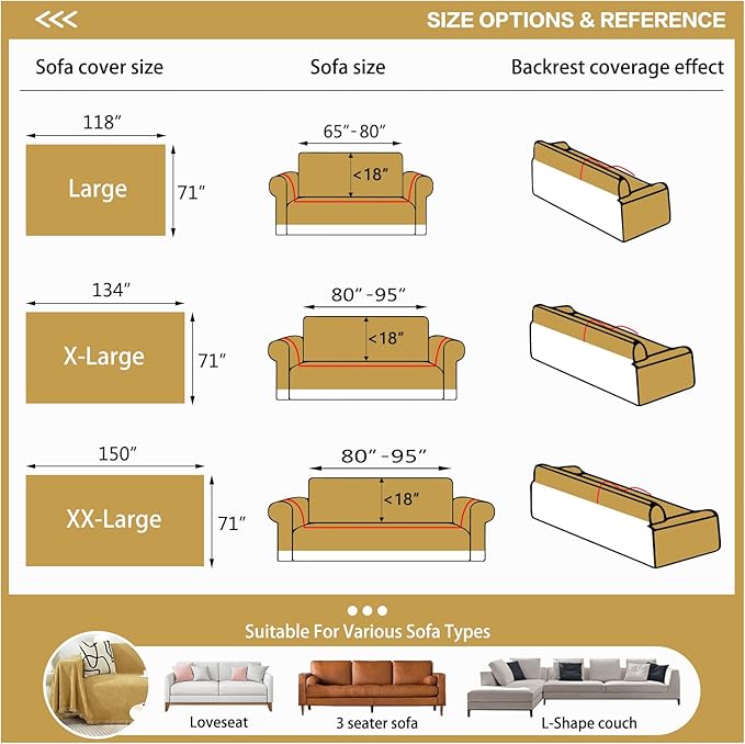DREAMINGO Modern Minimalism Mustard Yellow Couch Cover Sectional Sofa Covers - Image 2